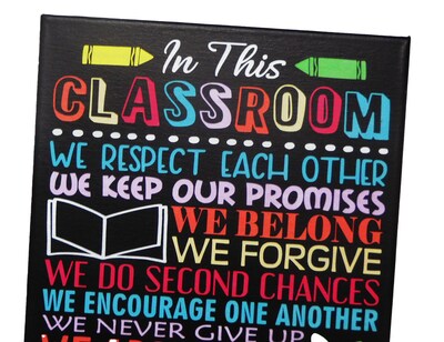 Classroom Rules Personalized Teacher Painted Canvas Sign - image4